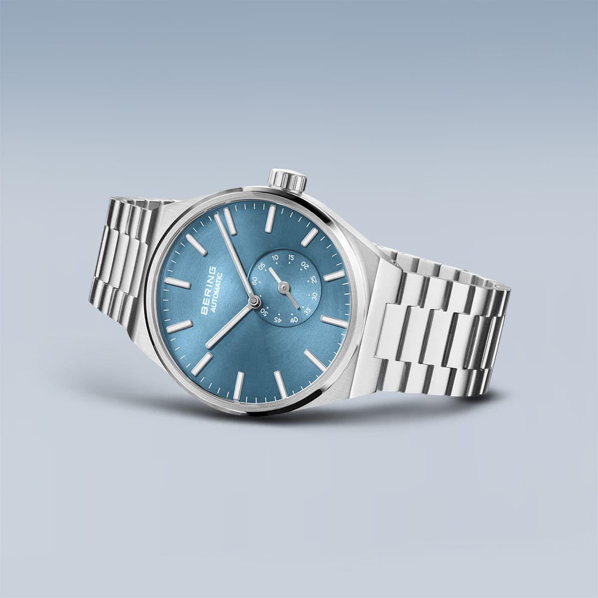 BERING Automatic Brushed Silver 41mm Blue Sunray Dial Men's Watch 19441-Charity