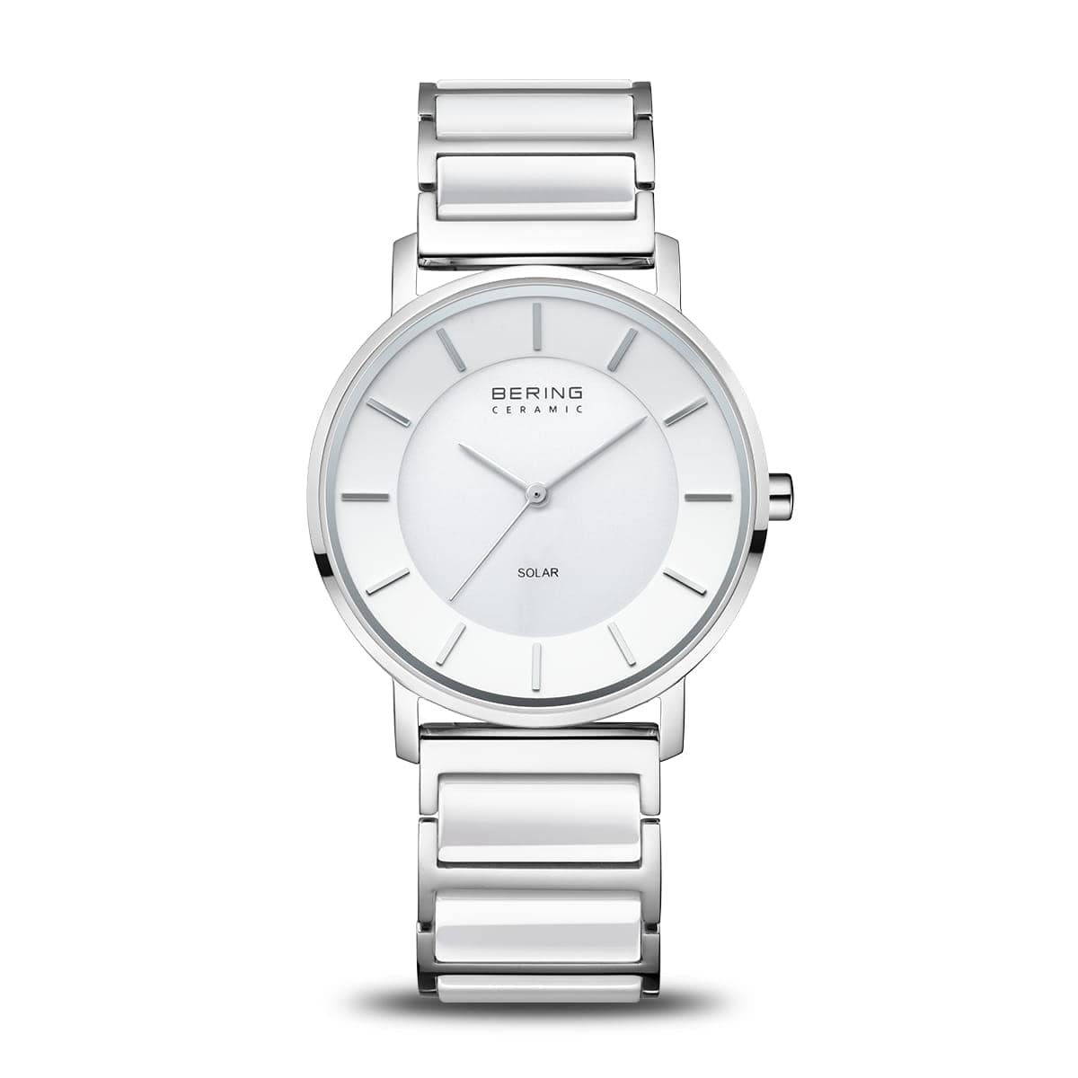 BERING Solar Polished Silver 35mm White Dial Women's Watch 19535-754