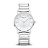 BERING Solar Polished Silver 35mm White Dial Women's Watch 19535-754