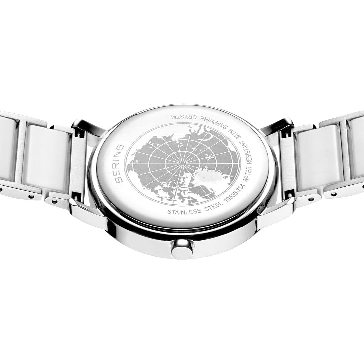 BERING Solar Polished Silver 35mm White Dial Women's Watch 19535-754