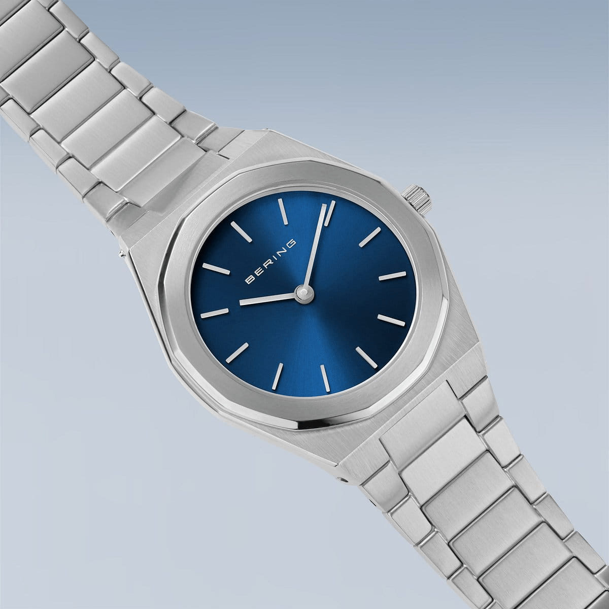 BERING Classic Polished/Brushed Silver 32mm Blue Dial Women's Watch 19632-707