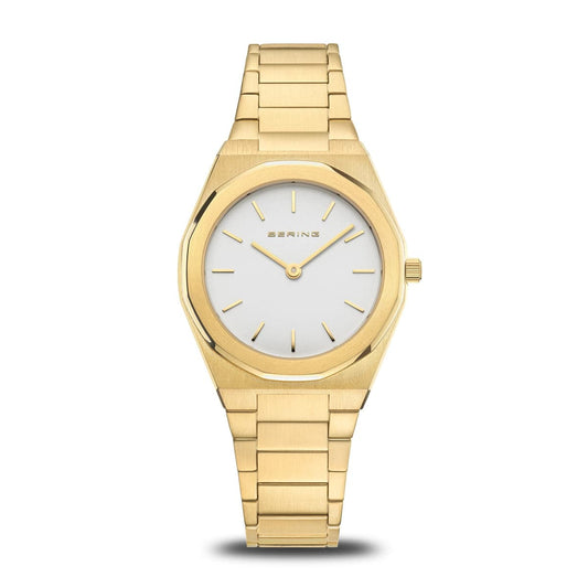 BERING Classic Polished/Brushed Gold 32mm Silver Dial Women's Watch 19632-730
