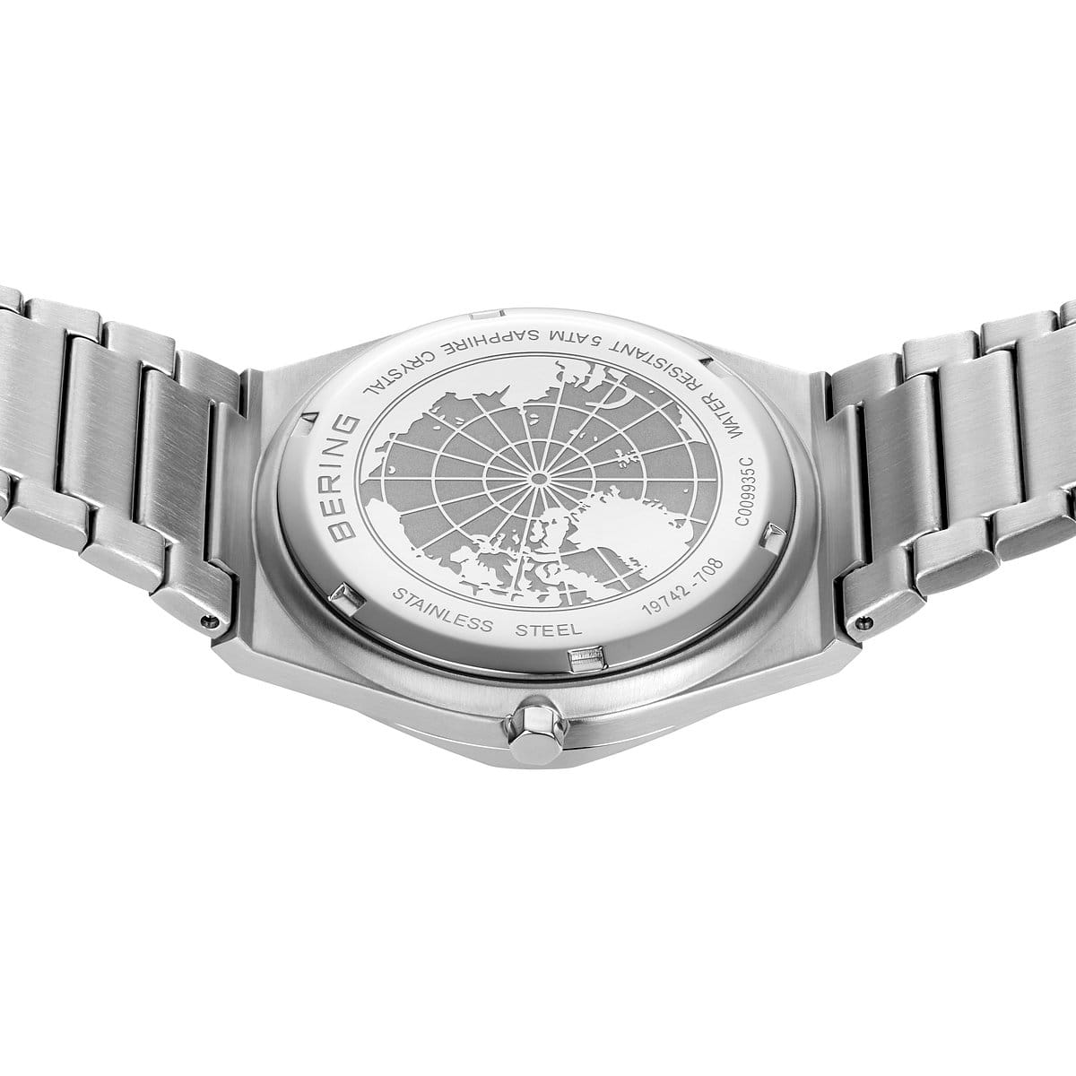 BERING Classic 42mm Brushed Silver Green Dial Men's Watch 19742-708