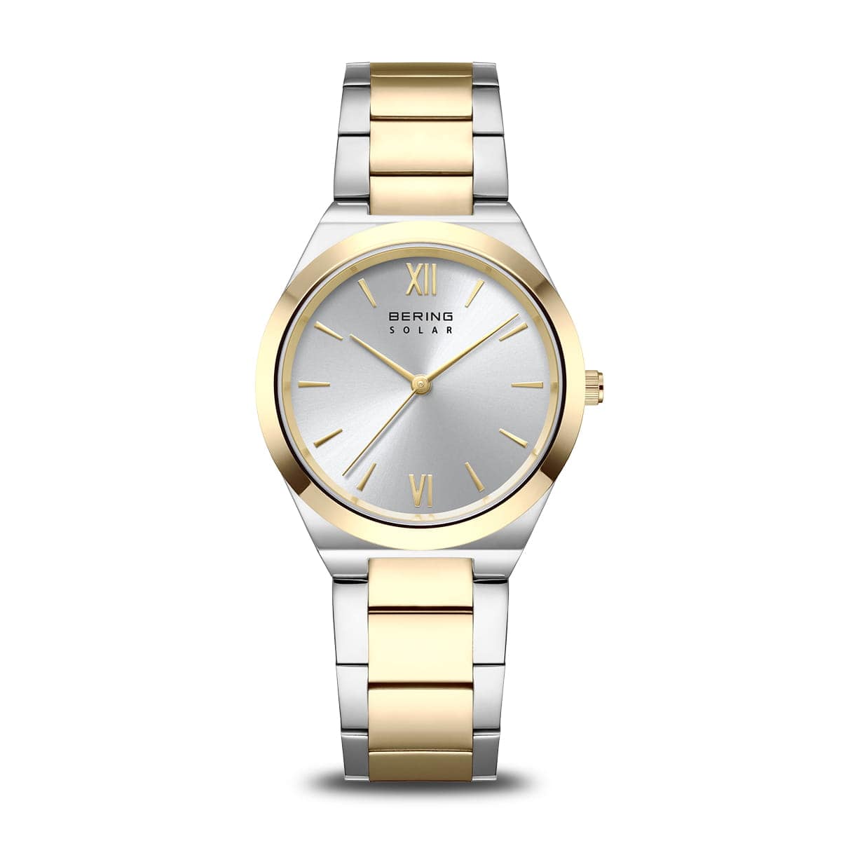 BERING Solar Polished Silver 32mm Silver Sunray Dial Women's Watch 19932-710