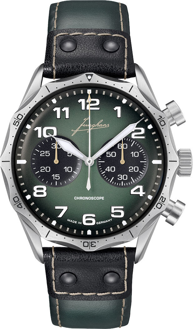 Junghans Pilot Chronoscope 43.3mm Green Dial Men's Watch 27/3492.00