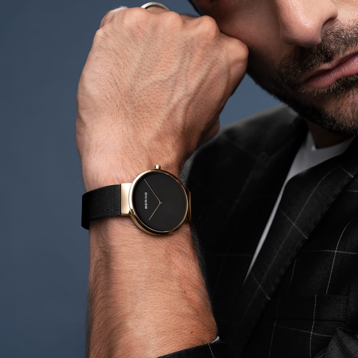 BERING Classic Polished/Brushed Rose Gold 39mm Black Dial Unisex Watch 14539-166