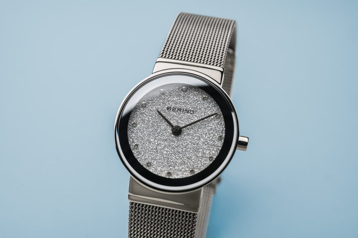 BERING Classic Polished Silver 26mm Silver Stardust Dial Women's Watch 10126-0003