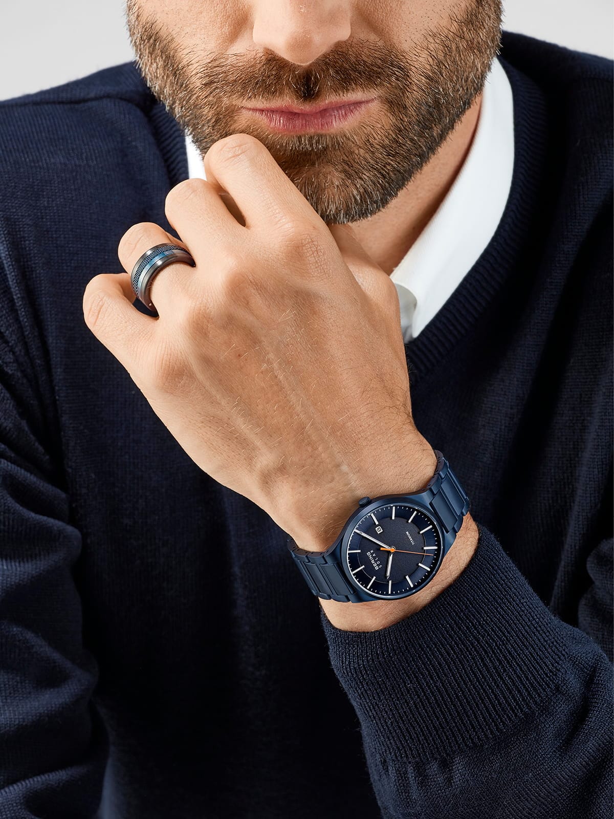 BERING Titanium Brushed Blue 39mm Blue Dial Men's Watch 15239-797