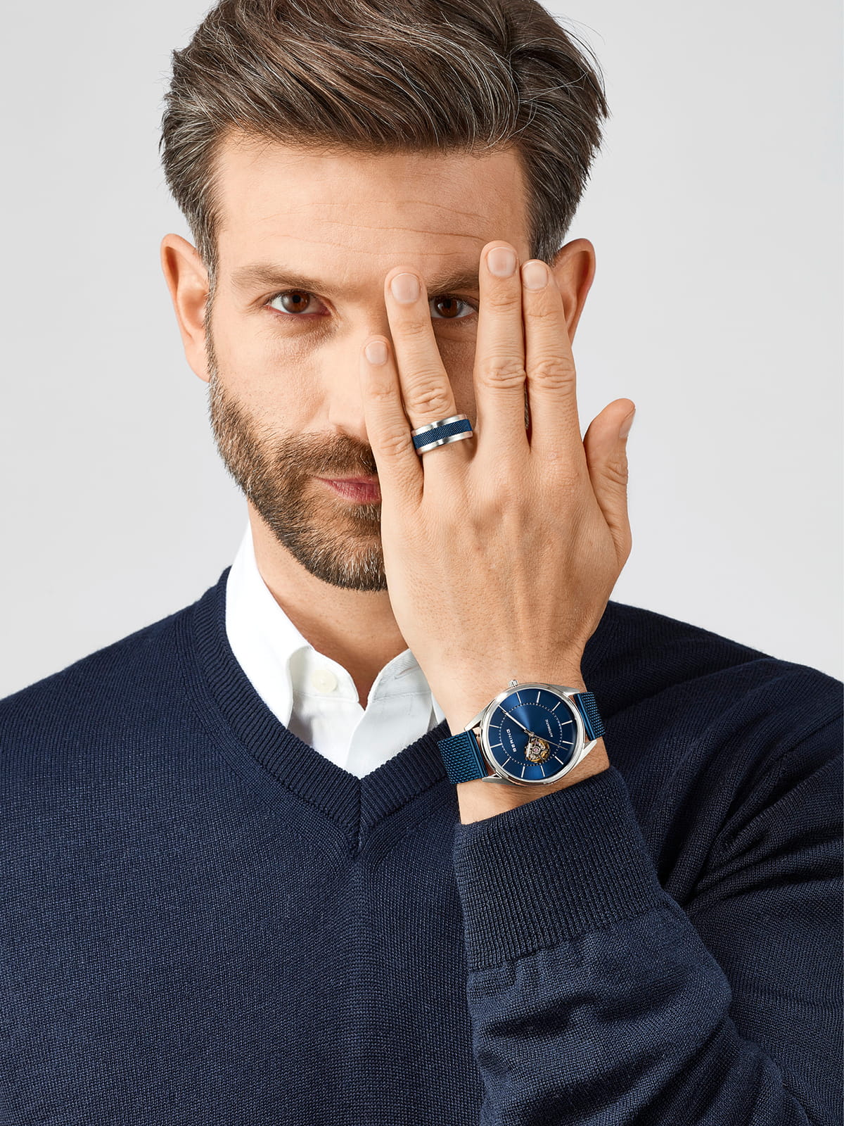 BERING Automatic Polished/Brushed Silver 43mm Blue Sunray Men's Watch 16743-307