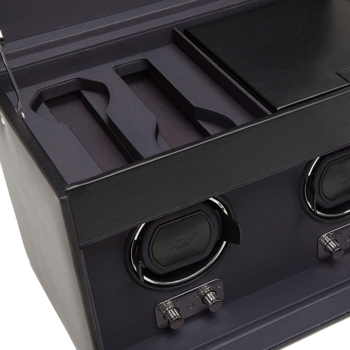 WOLF Heritage Double Watch Winder With Storage Black 270402