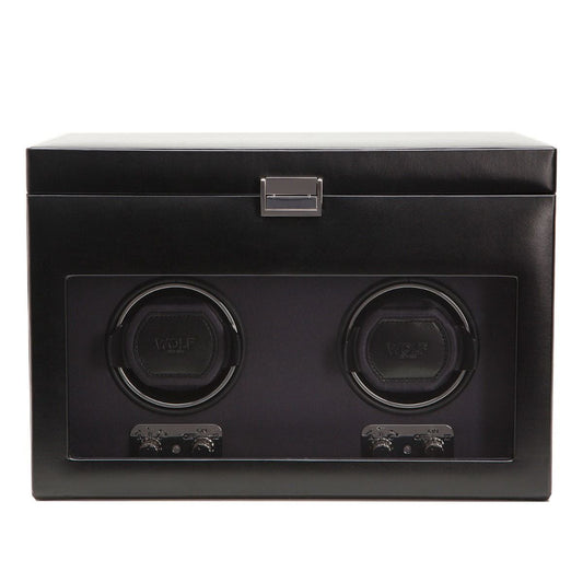 WOLF Heritage Double Watch Winder With Storage Black 270402