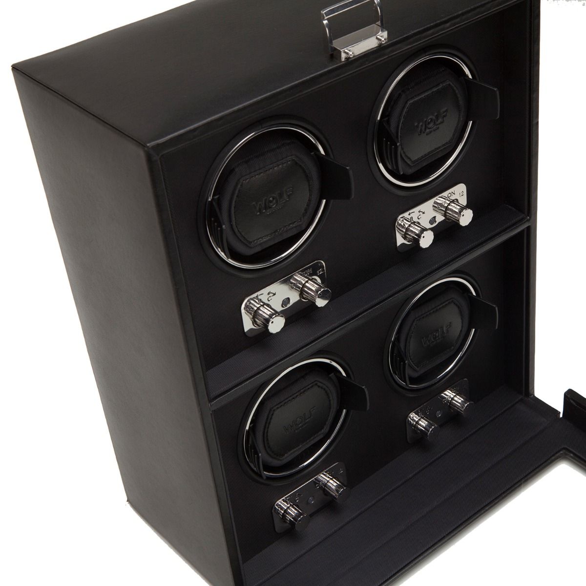 WOLF Heritage 4 Piece Watch Winder Black 270602