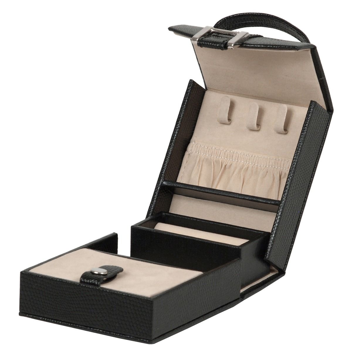 WOLF Heritage Fold-out Travel Black Jewelry Box 281202