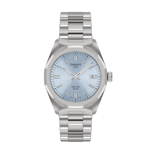 Tissot PRC 100 Solar 34mm Ice Blue Dial Women's Watch T1518221135100