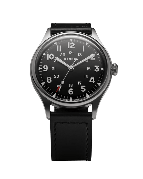 Benrus #3061 39.5mm Black Dial Men's Watch 3061-SS-B-039-01
