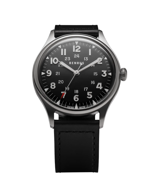Benrus #3061 39.5mm Black Dial Men's Watch 3061-SS-B-039-01