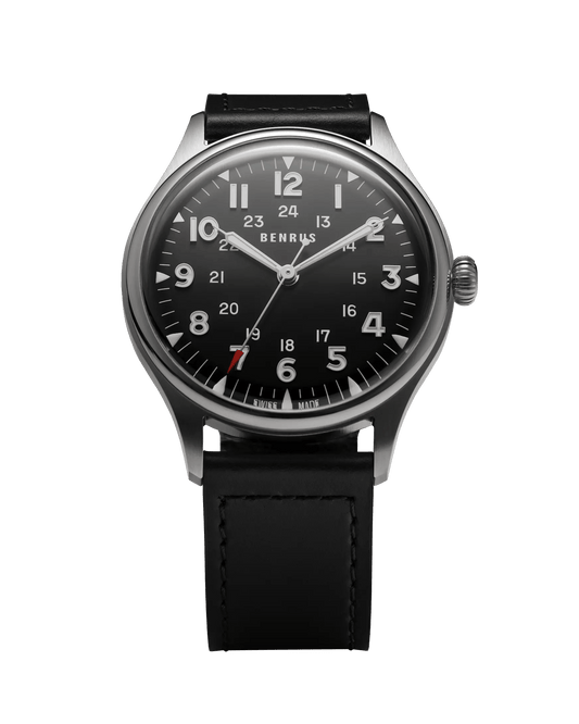 Benrus #3061 39.5mm Black Dial Men's Watch 3061-SS-B-039-01