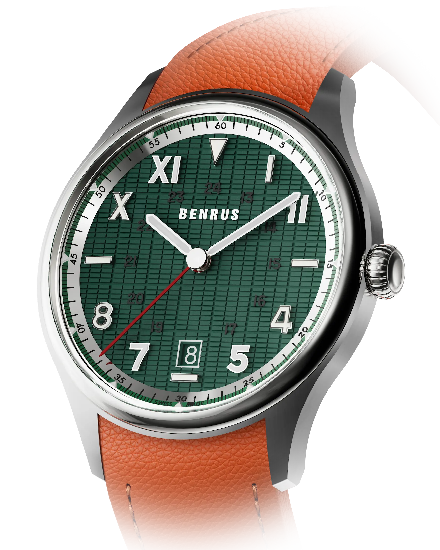 Benrus #3061 GT 39.5mm Dark Green California Dial Men's Watch 3061-SS-G-039-02