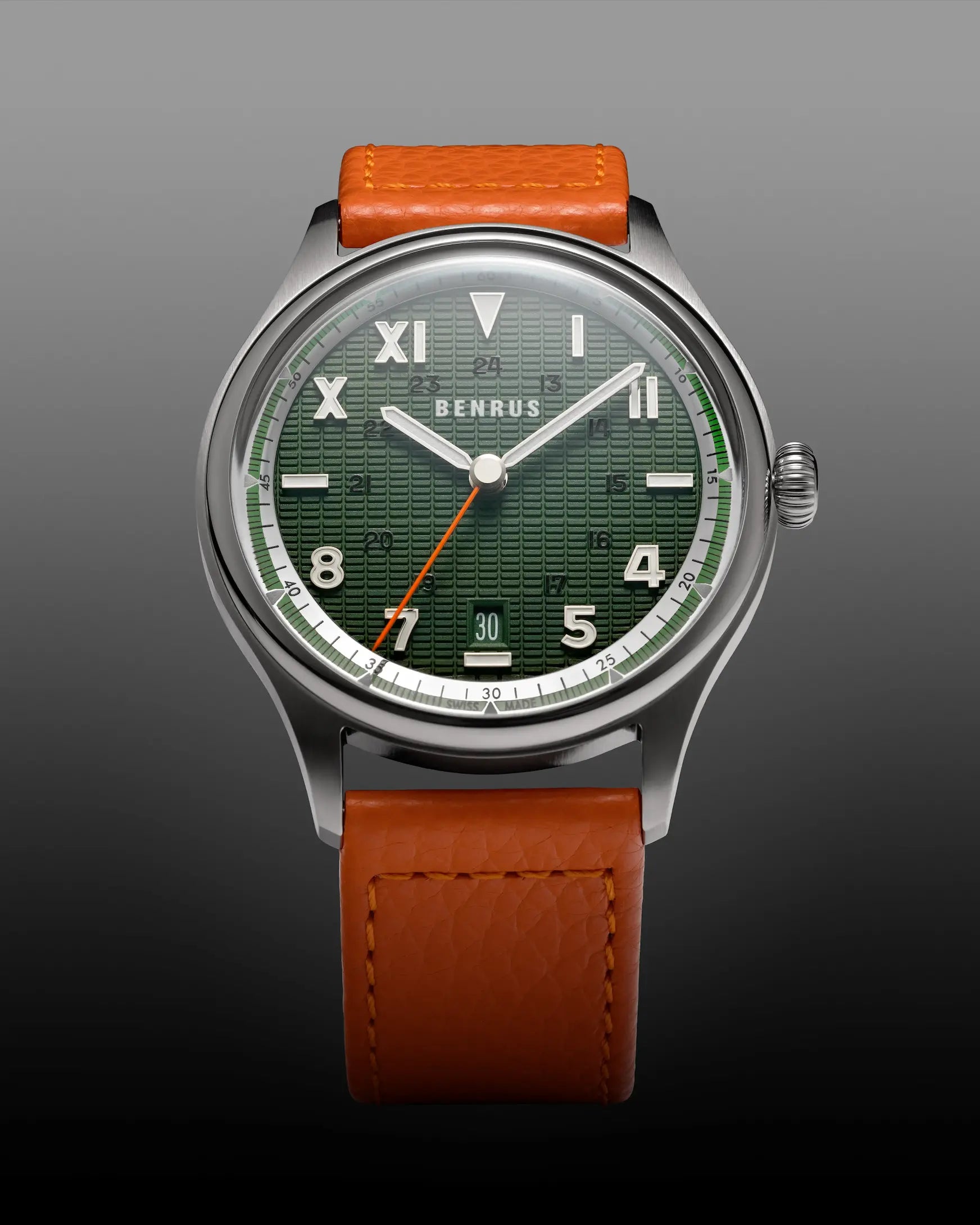 Benrus #3061 GT 39.5mm Dark Green California Dial Men's Watch 3061-SS-G-039-02