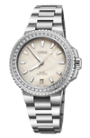 Oris Aquis Date Diamonds 36.5mm White Dial Women's Watch 01 733 7792 4956-07 8 19 05P