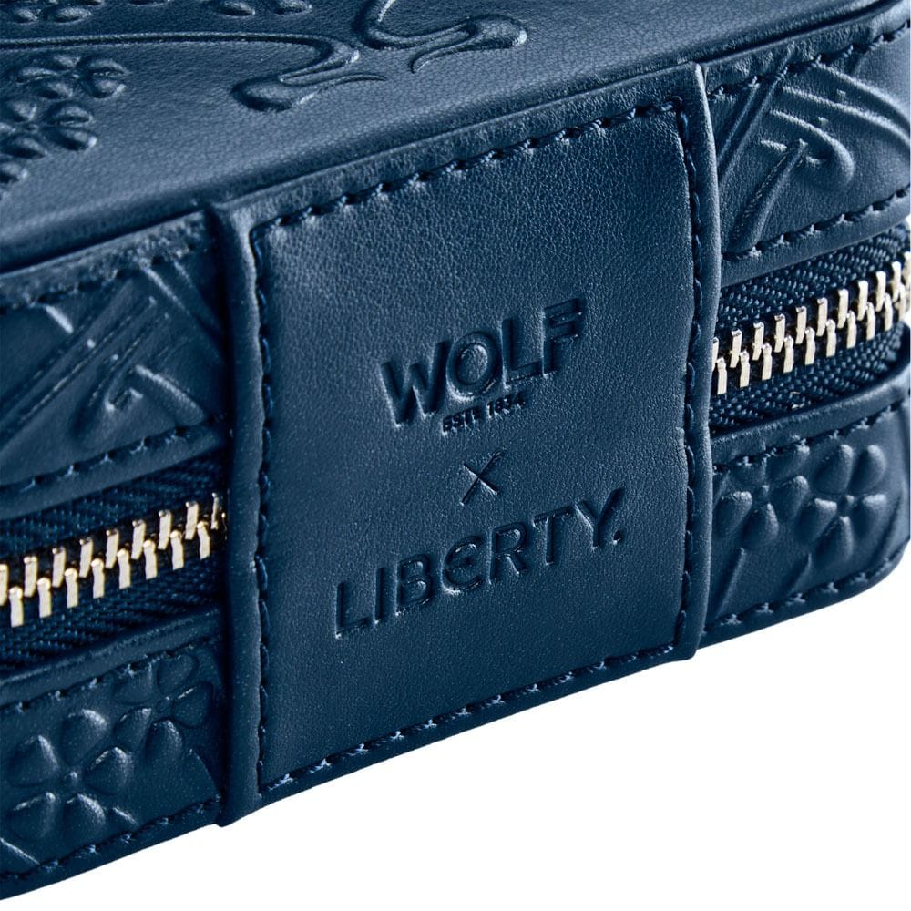 WOLF X LIBERTY All Over Ianthe Small Travel Jewelry Zip Case - Navy 381317