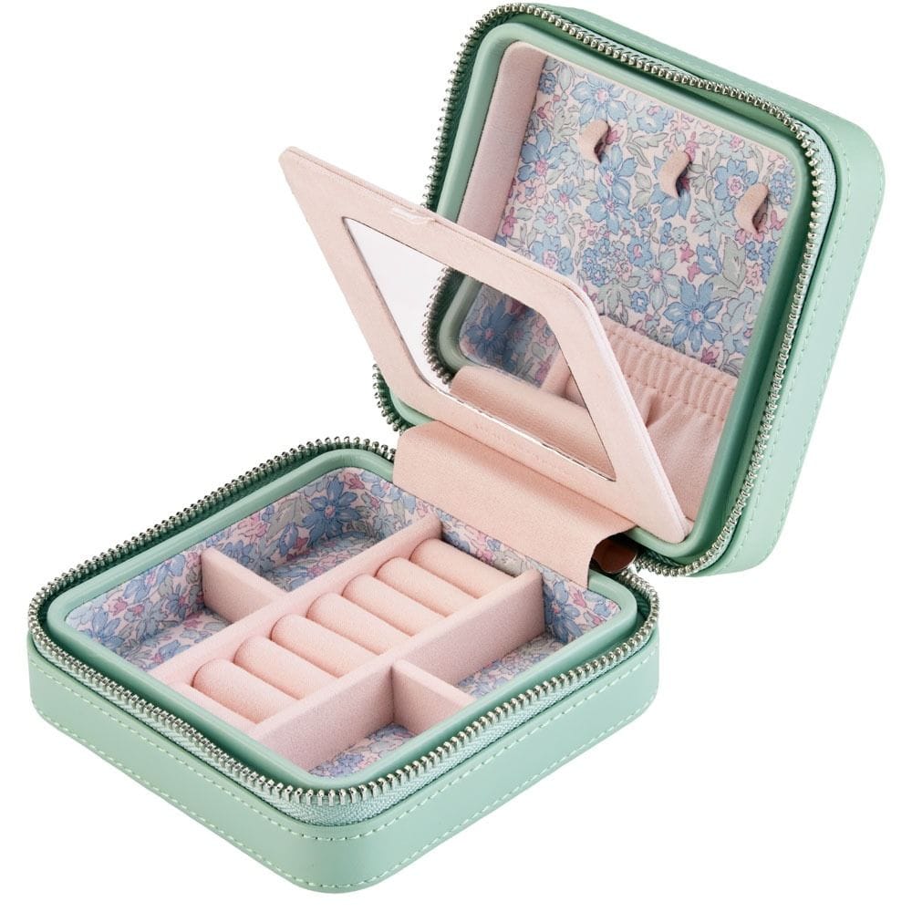WOLF X LIBERTY Julia Interior Print Small Travel Jewelry Zip Case - Sage Green 381351