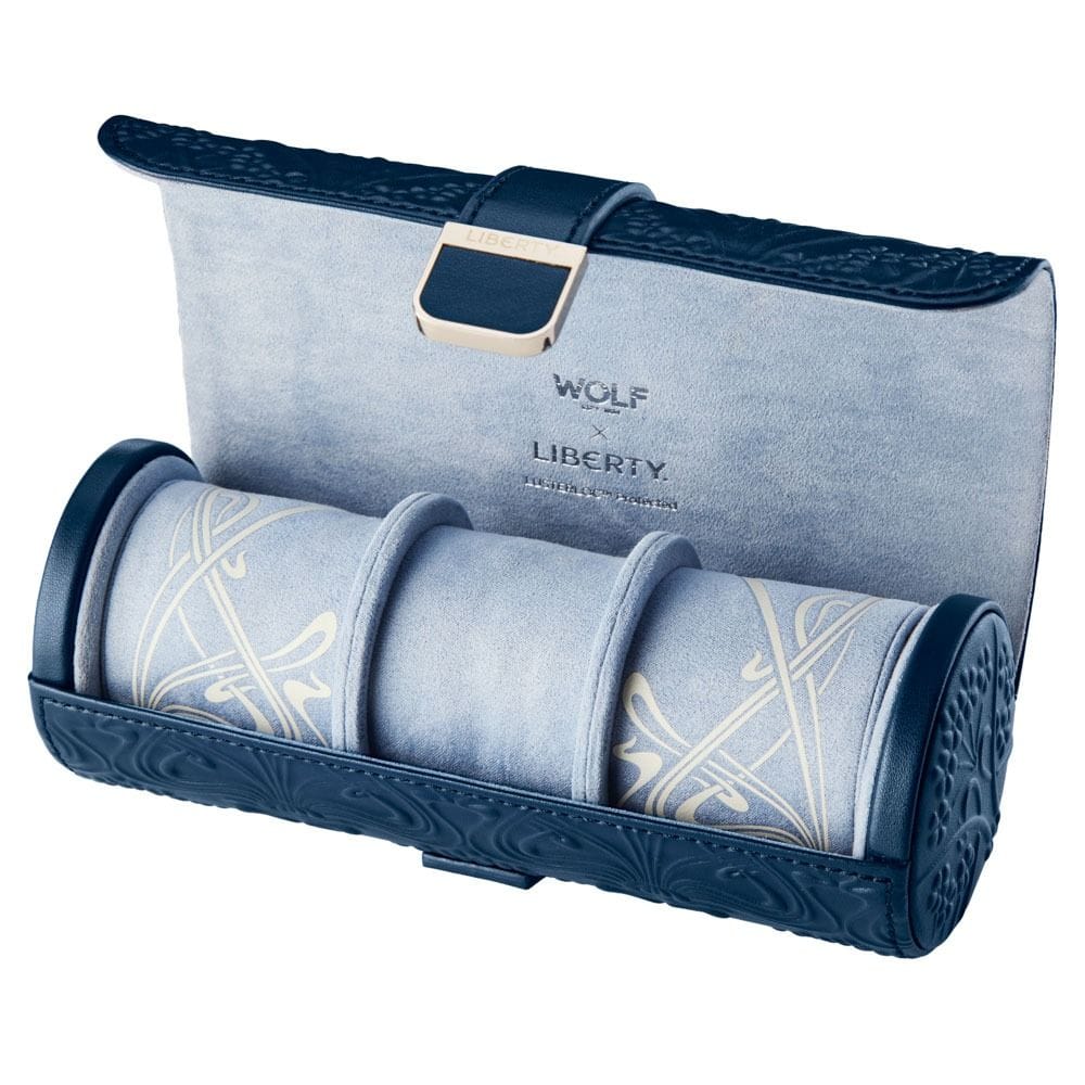 WOLF X LIBERTY All Over Ianthe Triple Watch Roll - Navy 381517