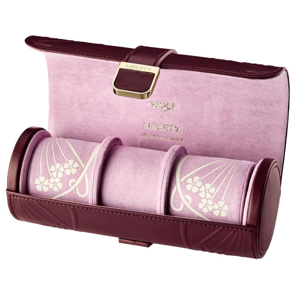 WOLF X LIBERTY Ianthe Triple Watch Roll - Burgundy 381527