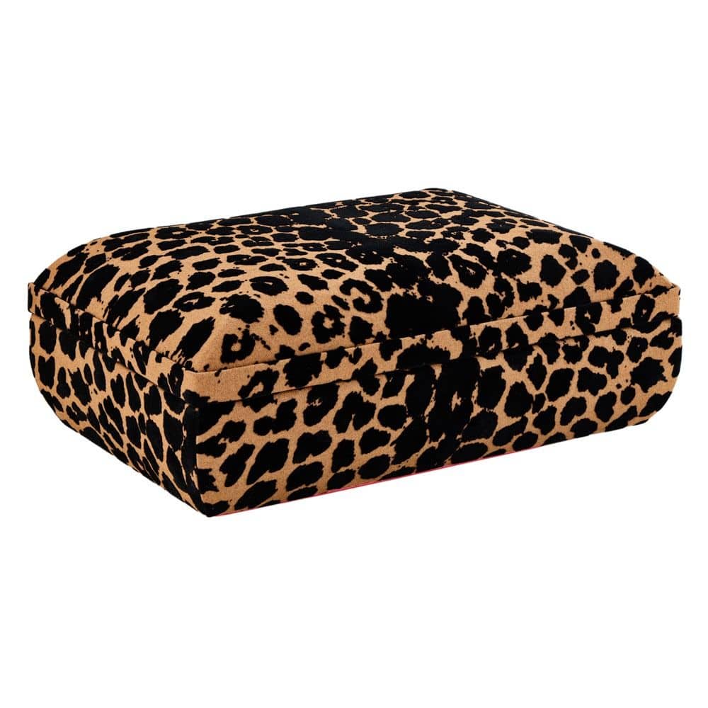 WOLF Savanna Leopard Print Medium Jewelry Box Tan/Black 395010