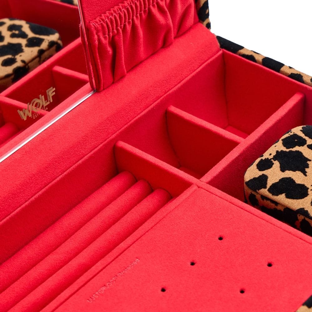 WOLF Savanna Leopard Print Medium Jewelry Box Tan/Black 395010