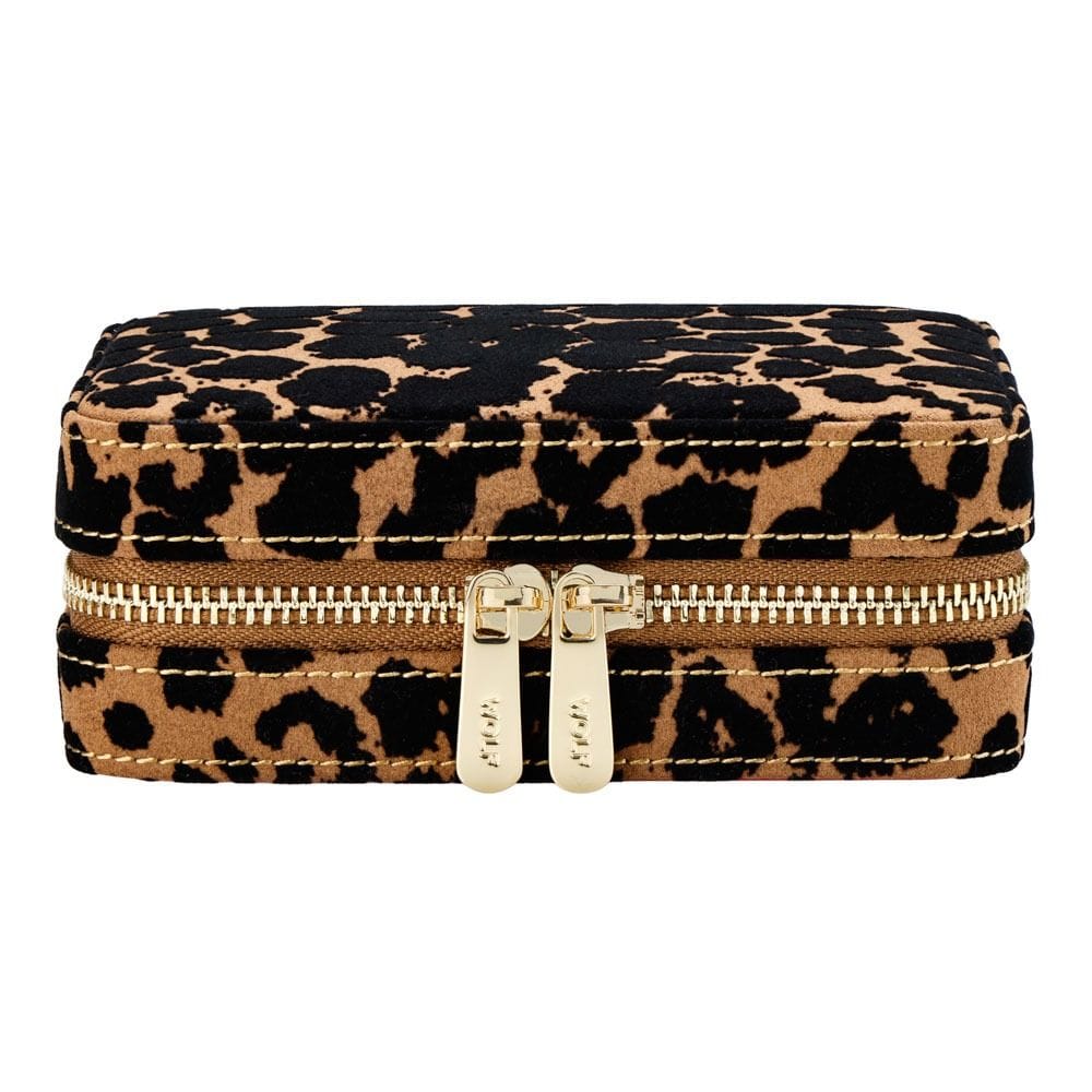 WOLF Savanna Leopard Print Jewelry Zip Case Tan/Black 395011