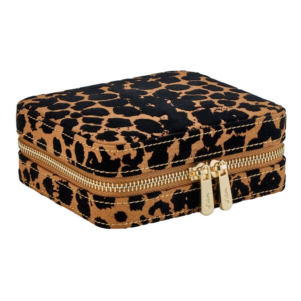 WOLF Savanna Leopard Print Jewelry Zip Case Tan/Black 395011