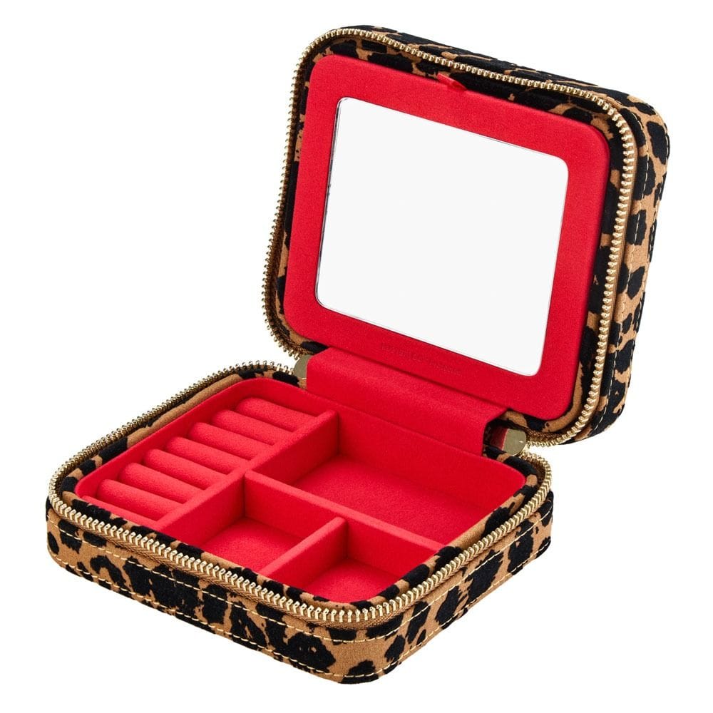 WOLF Savanna Leopard Print Jewelry Zip Case Tan/Black 395011