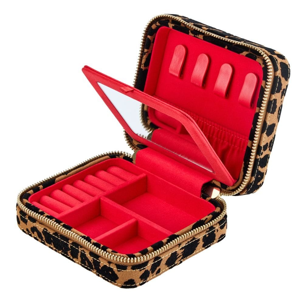 WOLF Savanna Leopard Print Jewelry Zip Case Tan/Black 395011