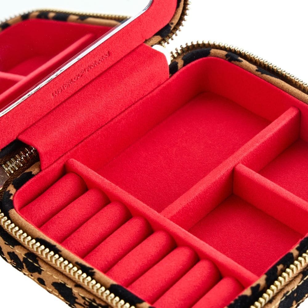 WOLF Savanna Leopard Print Jewelry Zip Case Tan/Black 395011