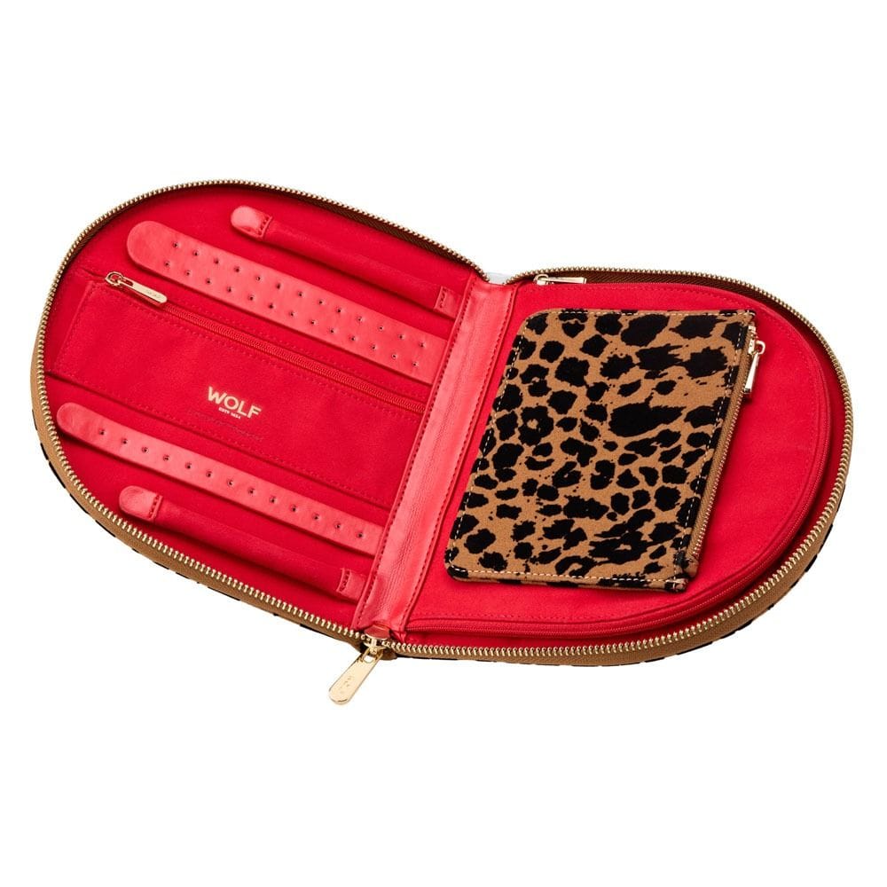 WOLF Savanna Leopard Print Jewelry Portfolio Tan/Black 395012