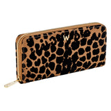 WOLF Savanna Leopard Print Long Zip Wallet Tan/Black 395013