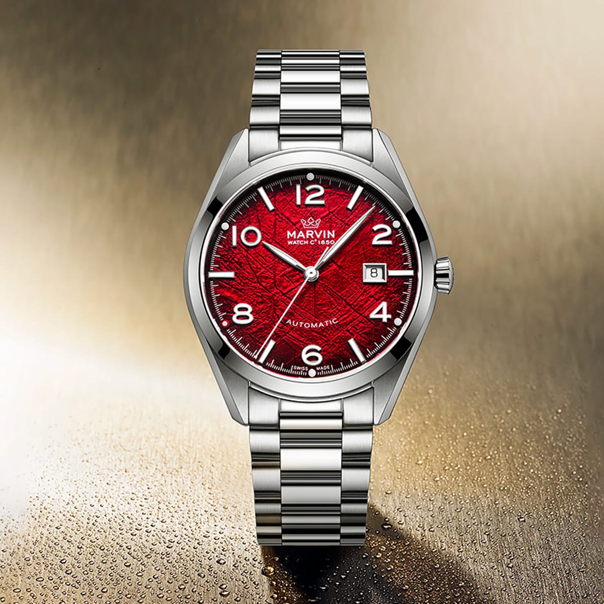 Marvin Other 41mm Red Glacier-Patterned Dial Men's Watch M161.13.93.11