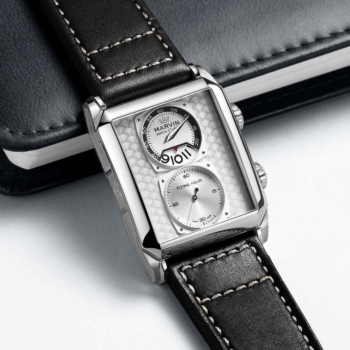 Marvin Malton Rectangular 50mm Rhodium Silver Dial Men's Watch M024.14.21.64