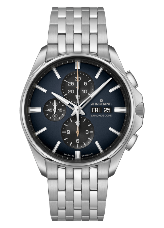 Junghans Meister S Chronoscope 45mm Dark Blue/Black Dial Men's Watch 27/4228.45