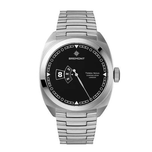 Bremont Terra Nova 40.5mm Jumping Hour Black Lacquered Dial Men's Watch TN40-JH-SS-BK-B