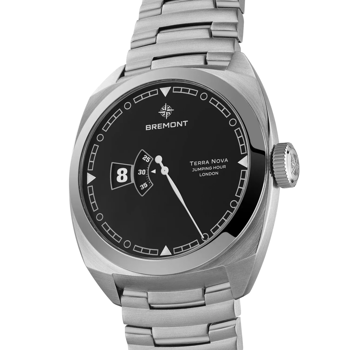 Bremont Terra Nova 40.5mm Jumping Hour Black Lacquered Dial Men's Watch TN40-JH-SS-BK-B