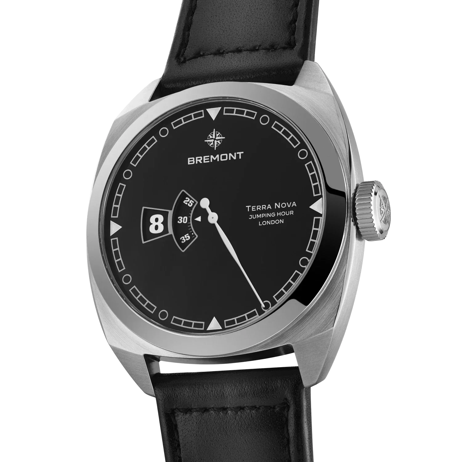 Bremont Terra Nova 40.5mm Jumping Hour Black Lacquered Dial Men's Watch TN40-JH-SS-BK-L-S