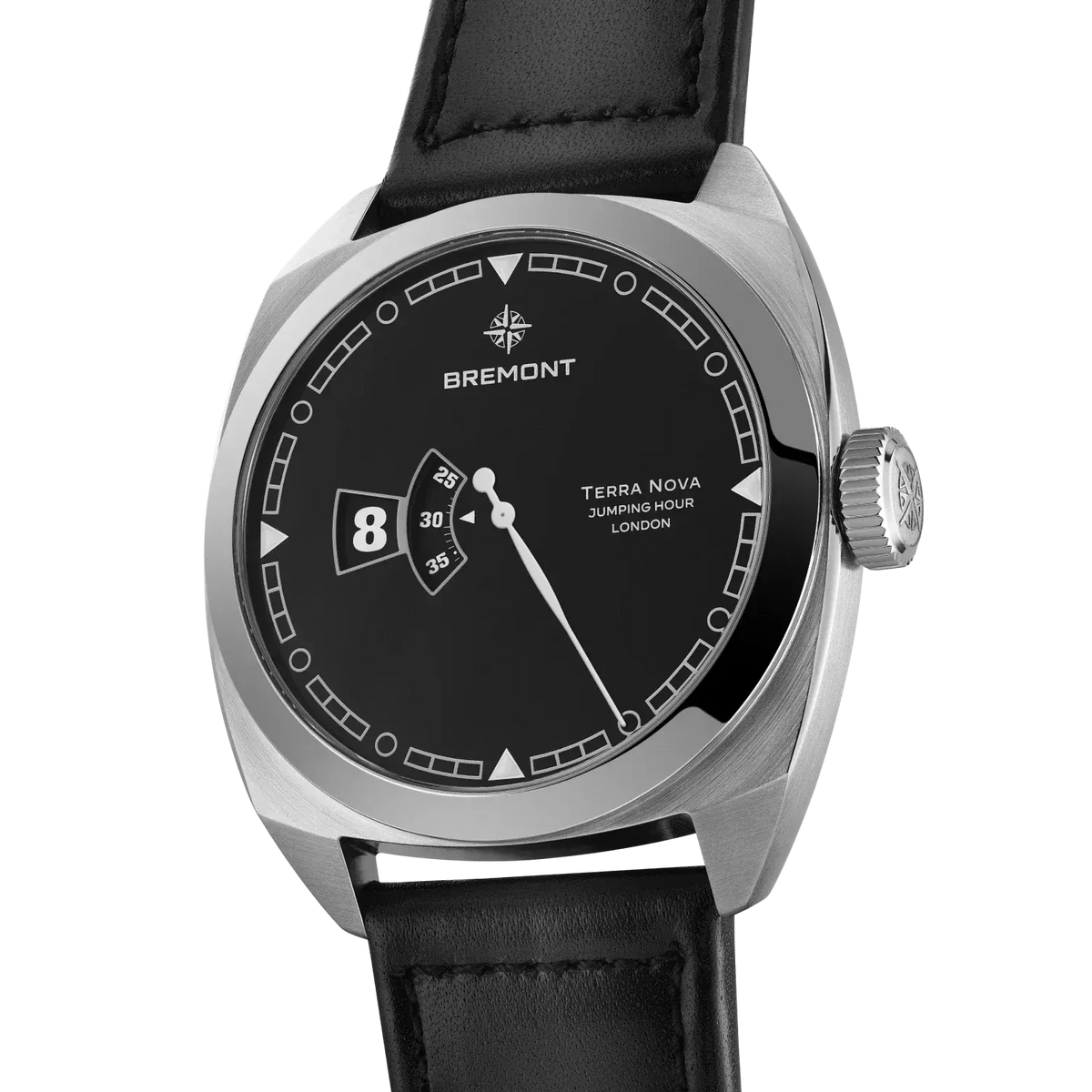 Bremont Terra Nova 40.5mm Jumping Hour Black Lacquered Dial Men's Watch TN40-JH-SS-BK-L-S