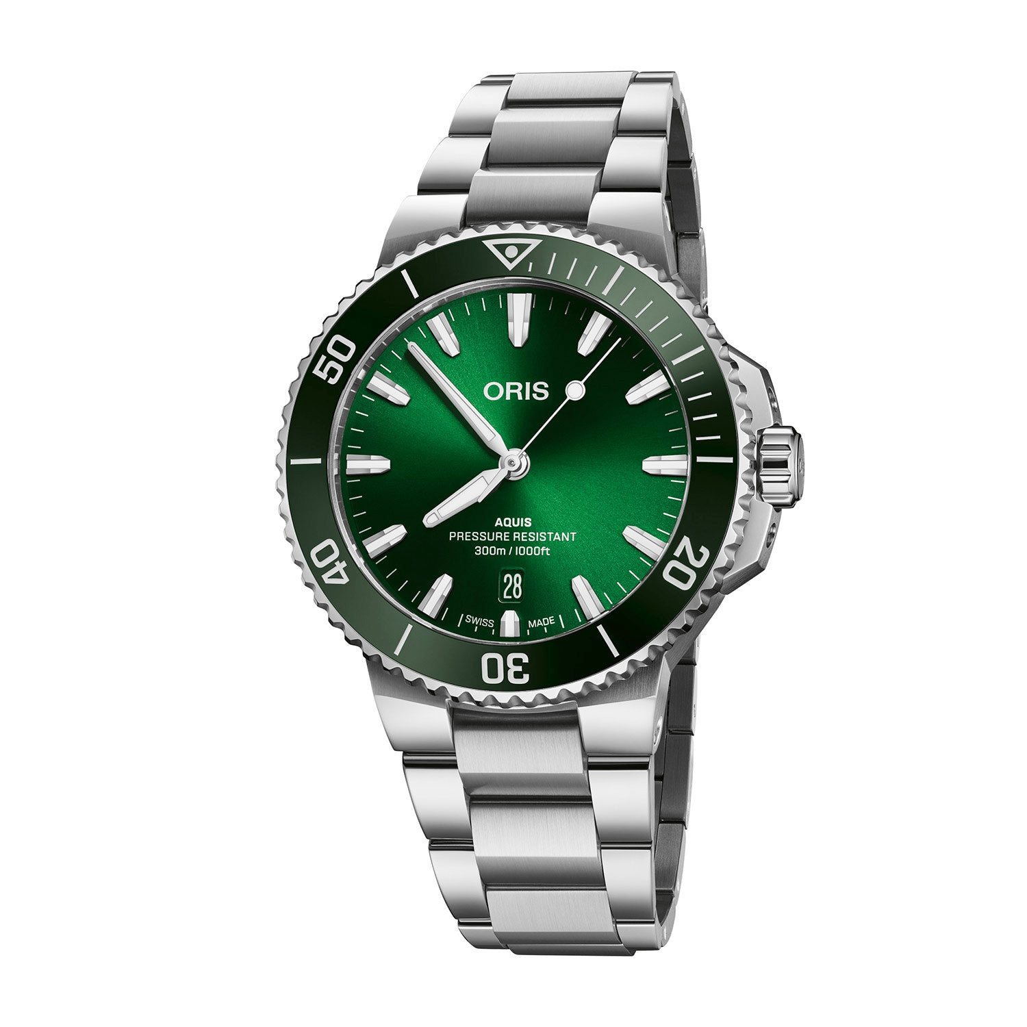 Oris Aquis Date 41.5mm Green Dial Steel Men's Watch 01 733 7787 4157-07 8 22 04PEB