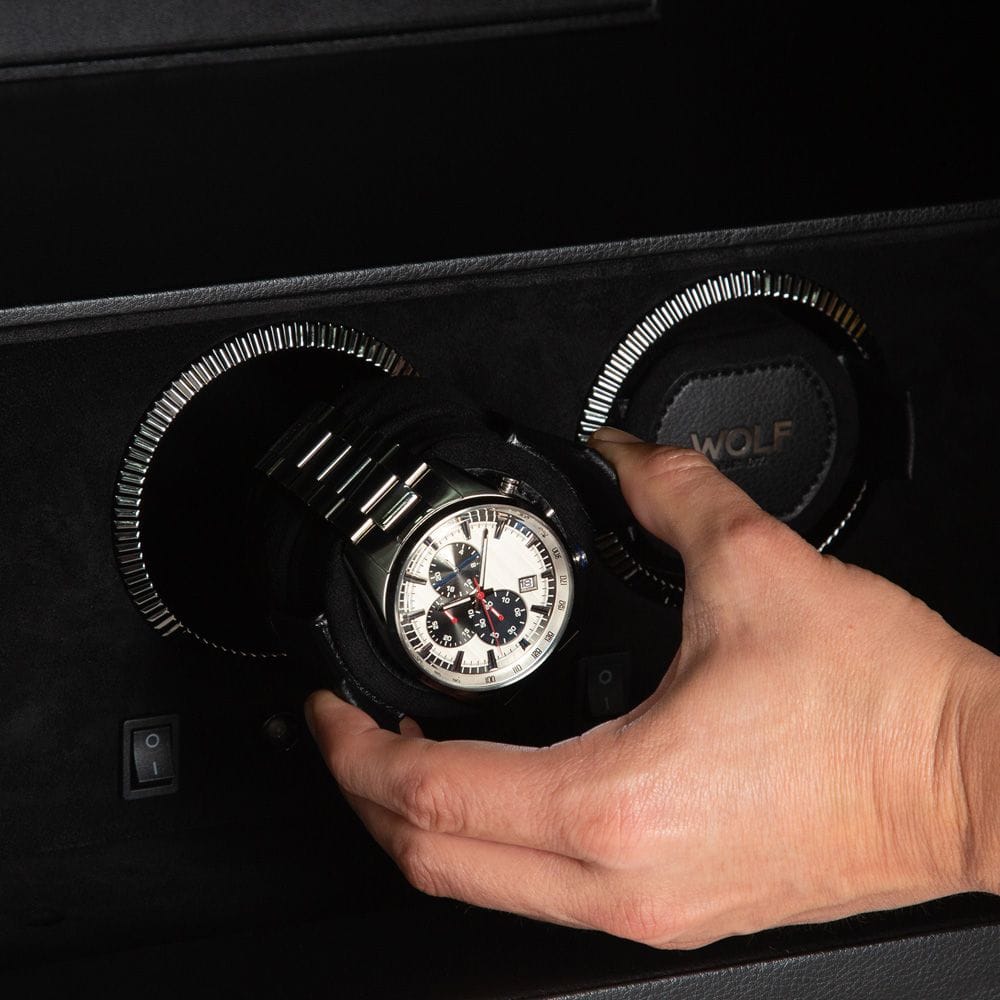 WOLF The Den 4 Piece Watch Winder Safe Black 430402