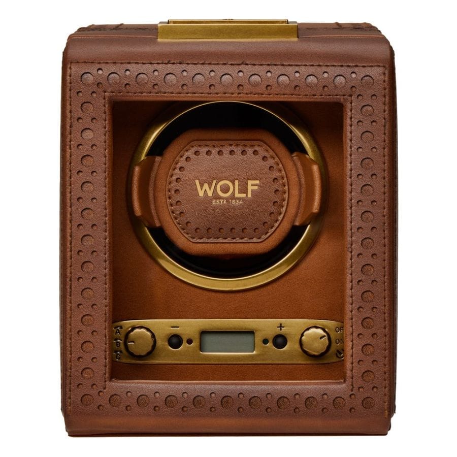 WOLF Brogue Single Watch Winder Burnished Brown 440106