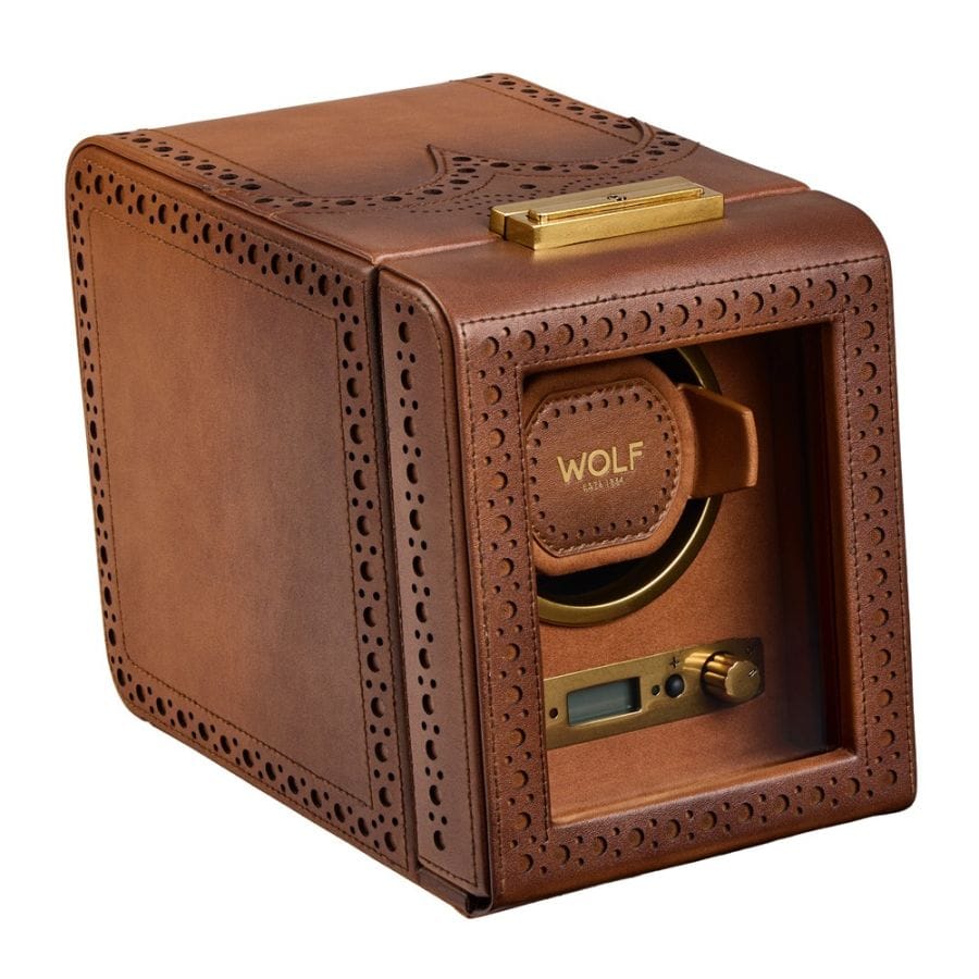WOLF Brogue Single Watch Winder Burnished Brown 440106
