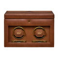 WOLF Brogue Double Watch Winder with Storage Burnished Brown 440206