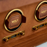 WOLF Brogue Double Watch Winder with Storage Burnished Brown 440206